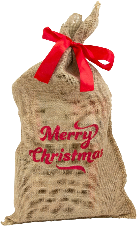 Julsäck jute Merry Christmas mixade godsaker stor